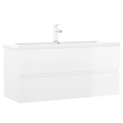 vidaXL Mueble con lavabo madera de ingeniería blanco brillante