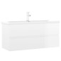 vidaXL Mueble con lavabo madera de ingeniería blanco brillante vidaXL Mueble con lavabo madera de ingeniería blanco brillante