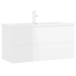 vidaXL Mueble con lavabo madera de ingeniería blanco brillo