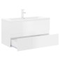 vidaXL Mueble con lavabo madera de ingeniería blanco brillo vidaXL Mueble con lavabo madera de ingeniería blanco brillo