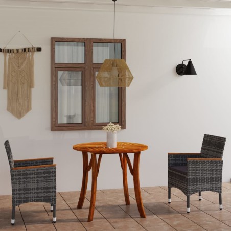 vidaXL Juego de comedor de jardín de 3 piezas gris