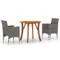 vidaXL Juego de comedor de jardín de 3 piezas gris vidaXL Juego de comedor de jardín de 3 piezas gris