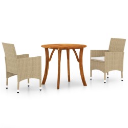 vidaXL Juego de comedor para jardín 3 piezas beige