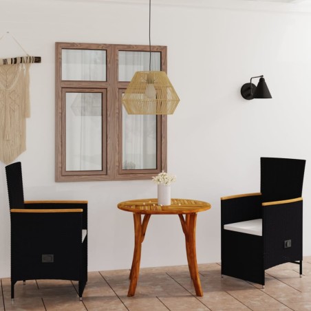 vidaXL Juego de comedor para jardín 3 piezas negro