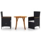 vidaXL Juego de comedor para jardín 3 piezas negro vidaXL Juego de comedor para jardín 3 piezas negro