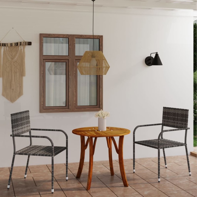 vidaXL Juego de comedor de jardín de 3 piezas gris vidaXL Juego de comedor de jardín de 3 piezas gris