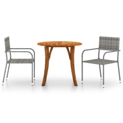vidaXL Juego de comedor de jardín de 3 piezas gris