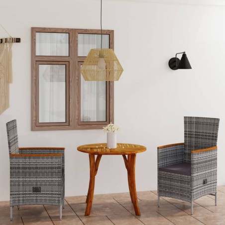 vidaXL Juego de comedor de jardín de 3 piezas gris