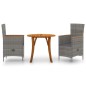 vidaXL Juego de comedor de jardín de 3 piezas gris vidaXL Juego de comedor de jardín de 3 piezas gris