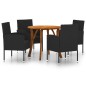 vidaXL Juego de comedor de jardín 5 piezas negro