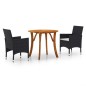 vidaXL Juego de comedor de jardín 3 piezas negro vidaXL Juego de comedor de jardín 3 piezas negro