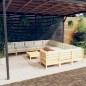 vidaXL Muebles de jardín 12 piezas y cojines madera de pino crema