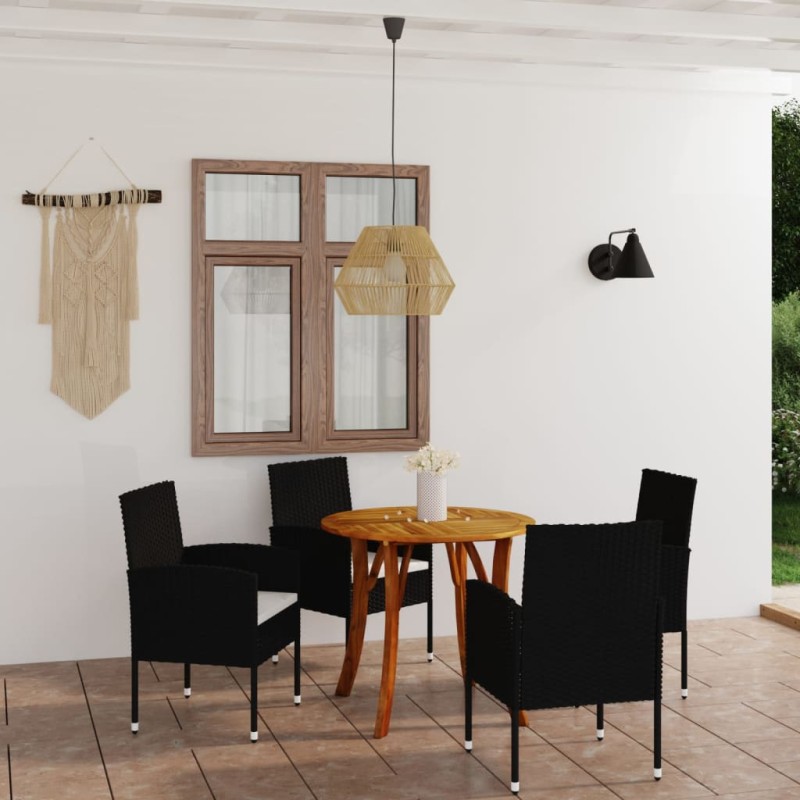 vidaXL Juego de comedor para jardín de 5 piezas negro vidaXL Juego de comedor para jardín de 5 piezas negro