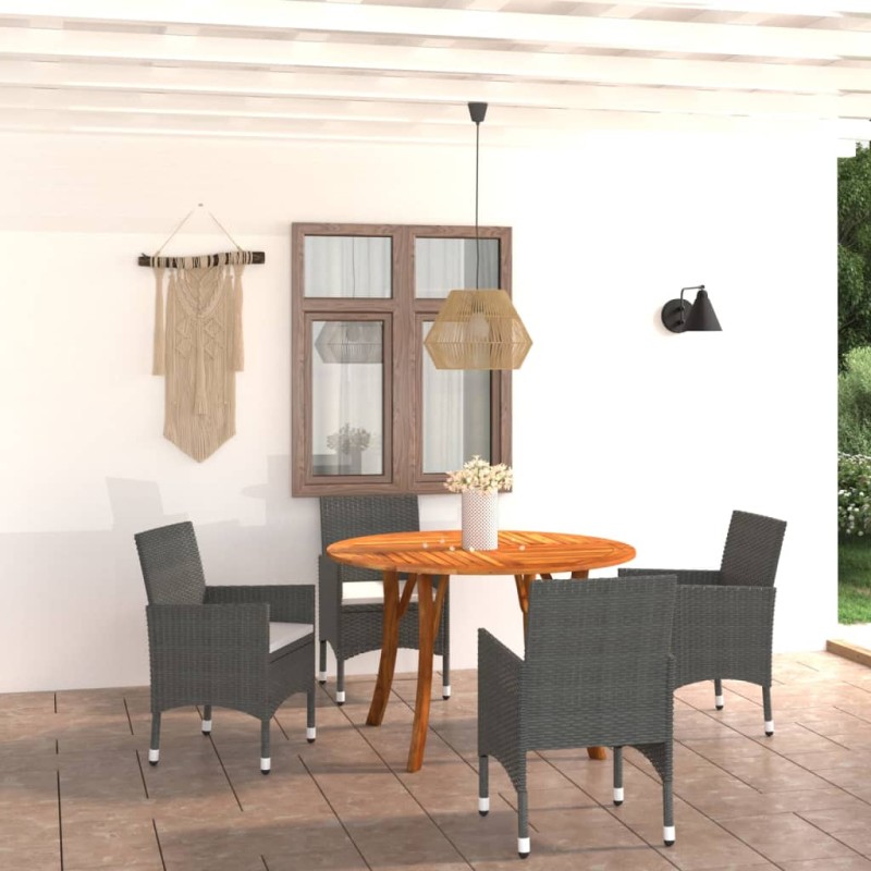 vidaXL Juego de comedor para jardín de 5 piezas negro vidaXL Juego de comedor para jardín de 5 piezas negro