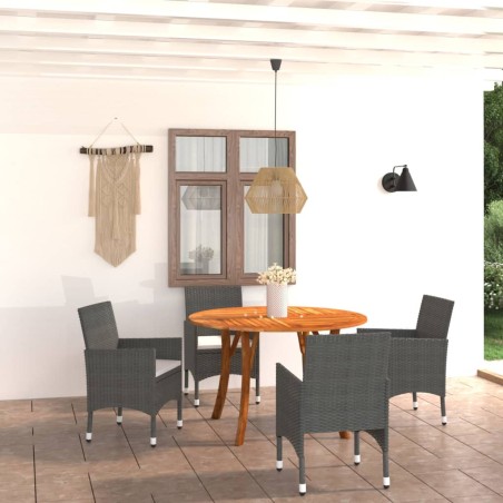 vidaXL Juego de comedor para jardín de 5 piezas negro