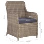 vidaXL Juego de comedor para jardín de 3 piezas marrón