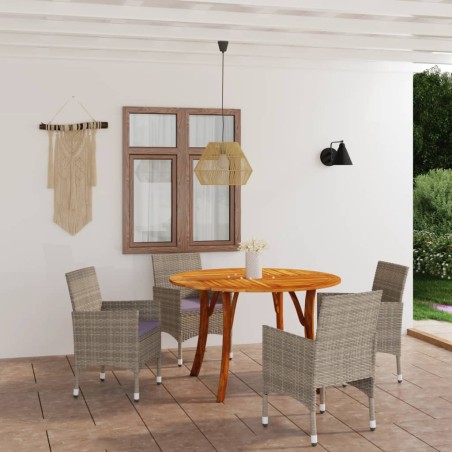 vidaXL Juego de comedor para jardín de 5 piezas beige