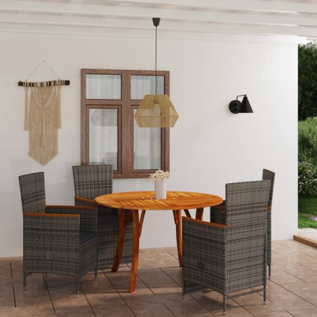 vidaXL Juego de comedor para jardín de 5 piezas gris