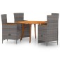 vidaXL Juego de comedor para jardín de 5 piezas gris
