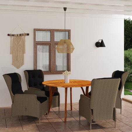vidaXL Juego de comedor para jardín de 5 piezas marrón
