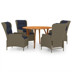 vidaXL Juego de comedor para jardín de 5 piezas marrón