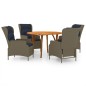 vidaXL Juego de comedor para jardín de 5 piezas marrón vidaXL Juego de comedor para jardín de 5 piezas marrón