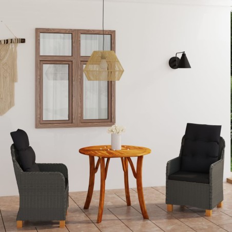 vidaXL Juego de comedor para jardín 3 piezas gris oscuro