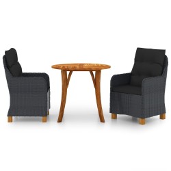 vidaXL Juego de comedor para jardín 3 piezas gris oscuro