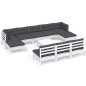 vidaXL Muebles de jardín 11 pzas con cojines blanco madera de pino vidaXL Muebles de jardín 11 pzas con cojines blanco madera de pino