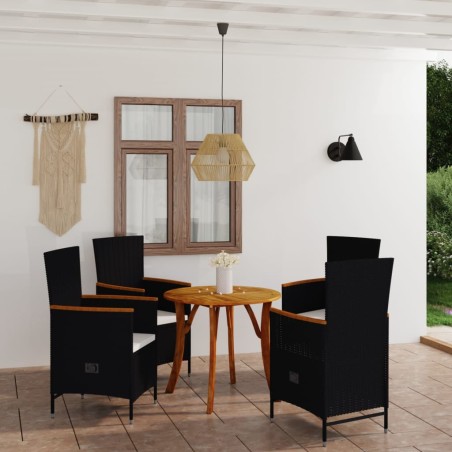 vidaXL Juego de comedor para jardín 5 piezas negro