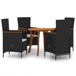 vidaXL Juego de comedor para jardín 5 piezas negro
