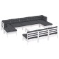 vidaXL Muebles de jardín 11 pzas con cojines blanco madera de pino vidaXL Muebles de jardín 11 pzas con cojines blanco madera de pino