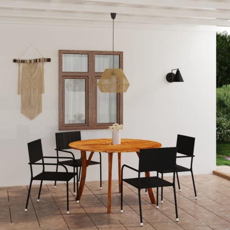 vidaXL Juego de comedor para jardín de 5 piezas negro