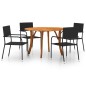 vidaXL Juego de comedor para jardín de 5 piezas negro vidaXL Juego de comedor para jardín de 5 piezas negro