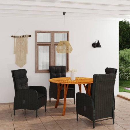 vidaXL Juego de comedor para jardín de 5 piezas negro