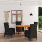 vidaXL Juego de comedor para jardín de 5 piezas negro vidaXL Juego de comedor para jardín de 5 piezas negro