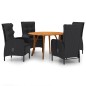 vidaXL Juego de comedor para jardín de 5 piezas negro vidaXL Juego de comedor para jardín de 5 piezas negro