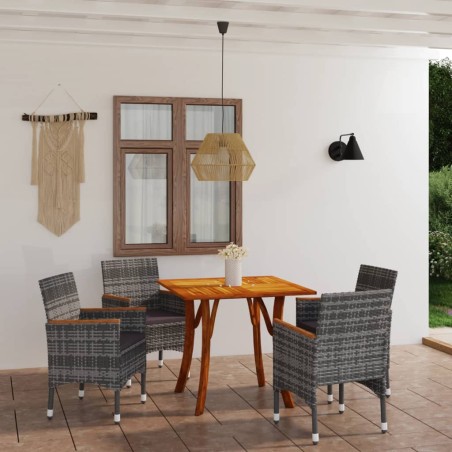 vidaXL Juego de comedor para jardín de 5 piezas gris