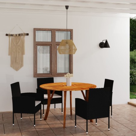 vidaXL Juego de comedor para jardín de 5 piezas negro