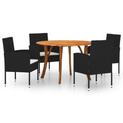 vidaXL Juego de comedor para jardín de 5 piezas negro