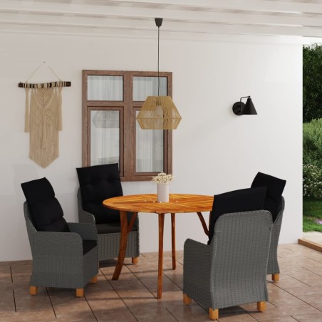 vidaXL Juego de comedor para jardín de 5 piezas gris claro