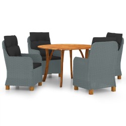 vidaXL Juego de comedor para jardín de 5 piezas gris claro