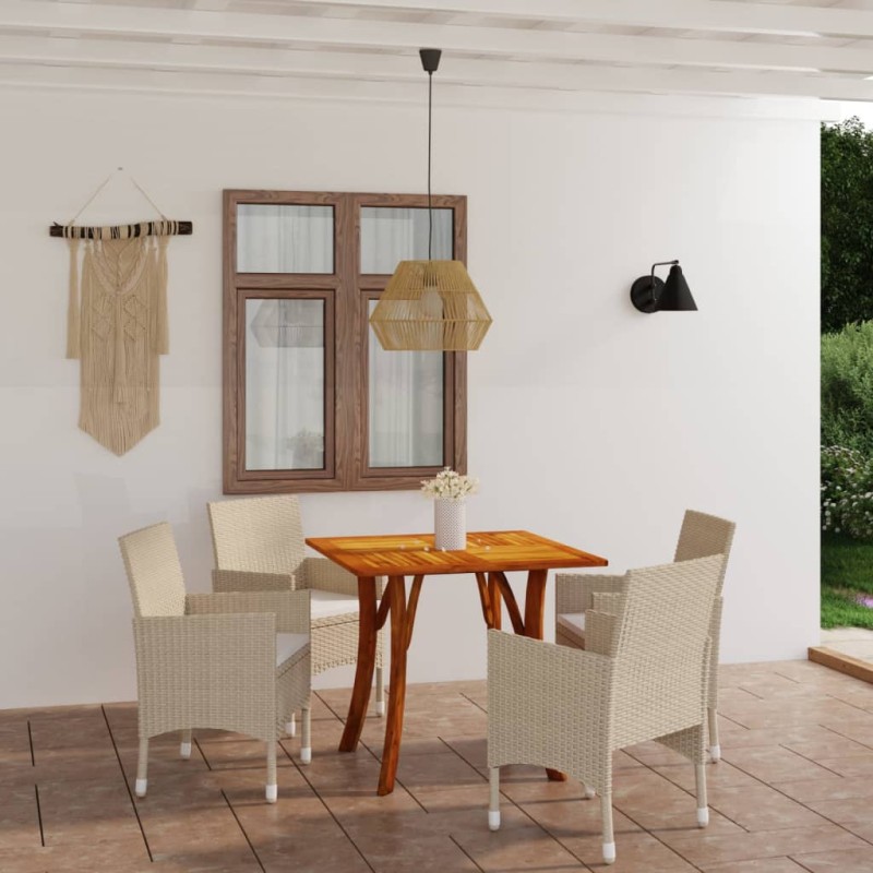 vidaXL Juego de comedor para jardín de 5 piezas beige vidaXL Juego de comedor para jardín de 5 piezas beige