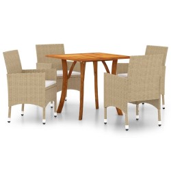 vidaXL Juego de comedor para jardín de 5 piezas beige
