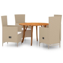 vidaXL Juego de comedor de jardín 5 piezas beige