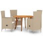 vidaXL Juego de comedor de jardín 5 piezas beige vidaXL Juego de comedor de jardín 5 piezas beige