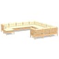 vidaXL Muebles de jardín 12 piezas y cojines madera de pino crema