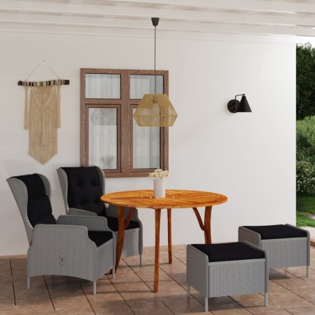 vidaXL Juego de comedor para jardín de 5 piezas gris claro