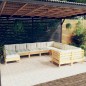 vidaXL Muebles de jardín 10 piezas y cojines madera de pino crema vidaXL Muebles de jardín 10 piezas y cojines madera de pino crema