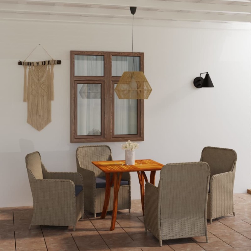 vidaXL Juego de comedor para jardín 5 piezas marrón